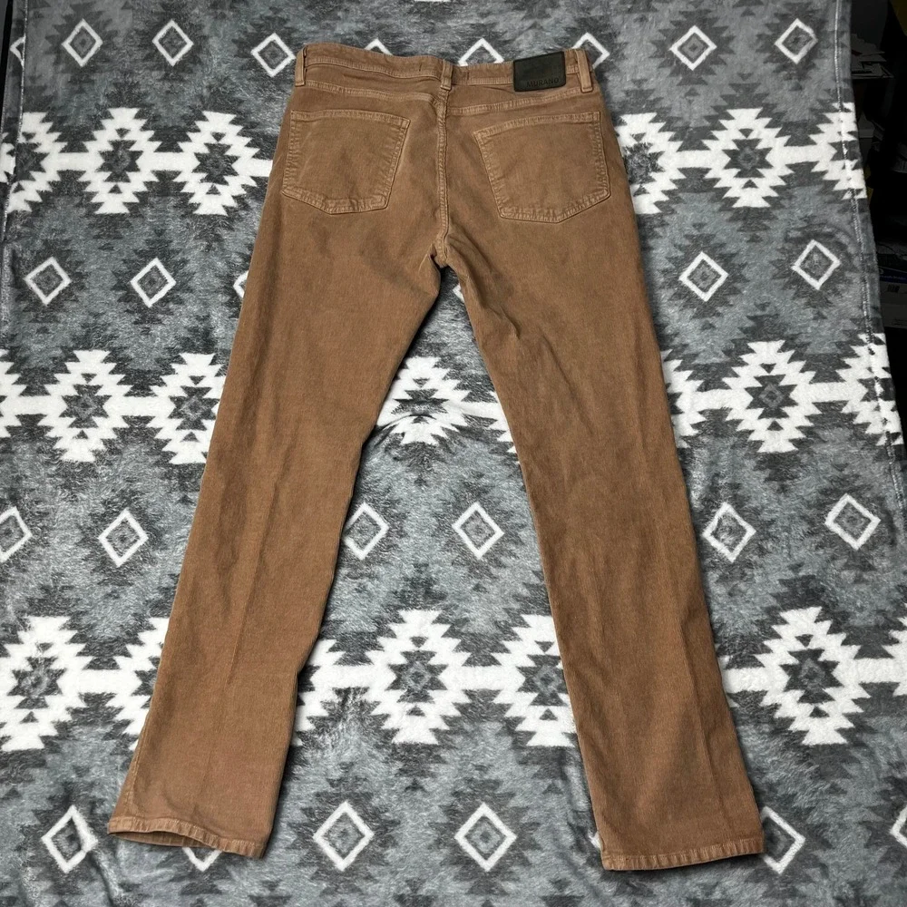 Murano Alex Fit Brown Corduroy Pants 32x32 Mens Slim Straight Stretch Trousers